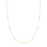Gold Shell Pearl Station Chain Necklace